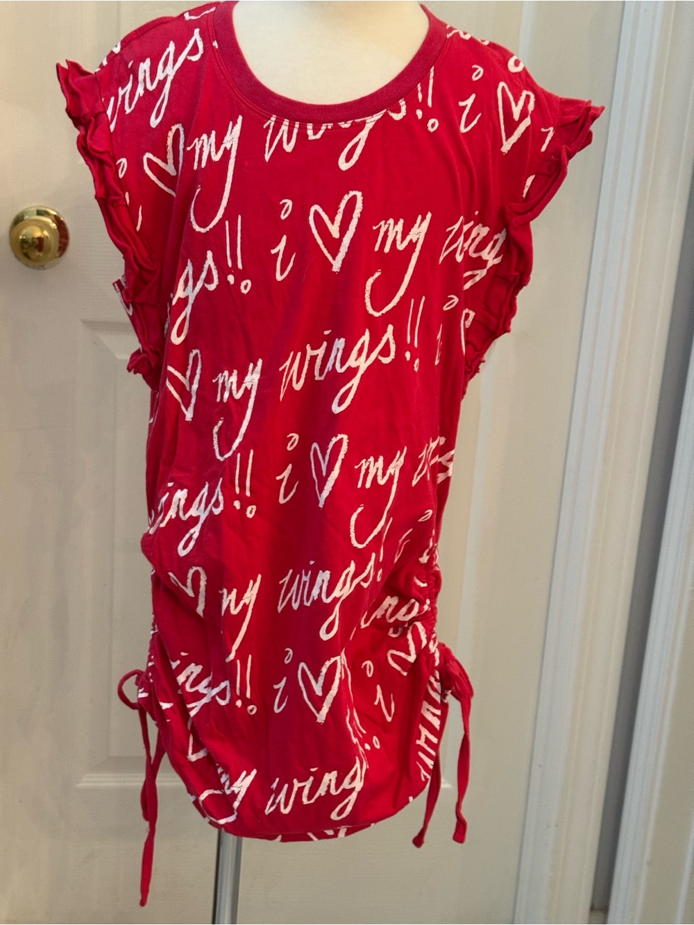 NWOT Paper Wings Red White Ruched Tunic Dress Sz 12